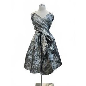 NEW JOHN PAUL ATAKER women's brocade pleated dress in blue/gold